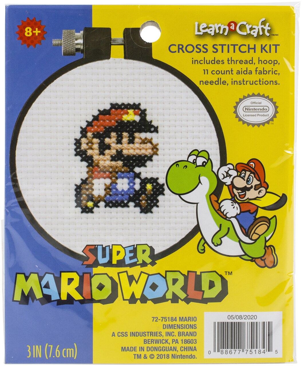 Dimensions Learn-A-Craft Counted Cross Stitch Kit 3&#x22; Round-Super Mario Bros. (11 Count)